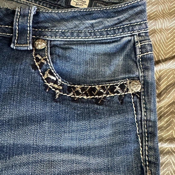 Miss Me Jeans Womens 30 Boot Bootcut Bling Embroidered Rhinestone Denim Stretch - Picture 7 of 10